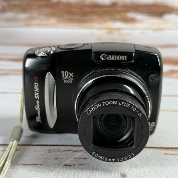 Canon PowerShot SX120 IS 10MP 10x Zoom Black Digital Camera Compact - Picture 1 of 5